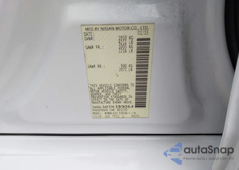 2015 Nissan Altima 2.5 S from USA, damaged, VIN 1N4AL3AP3FN389064